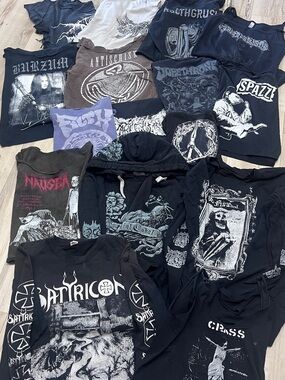 Black Metal Crust Punk Grunge Band Shirt Lot of 16